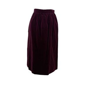 Evan-Picone Women’s Burgundy Velvet Midi Skirt Classic Soft Fabric Size 6